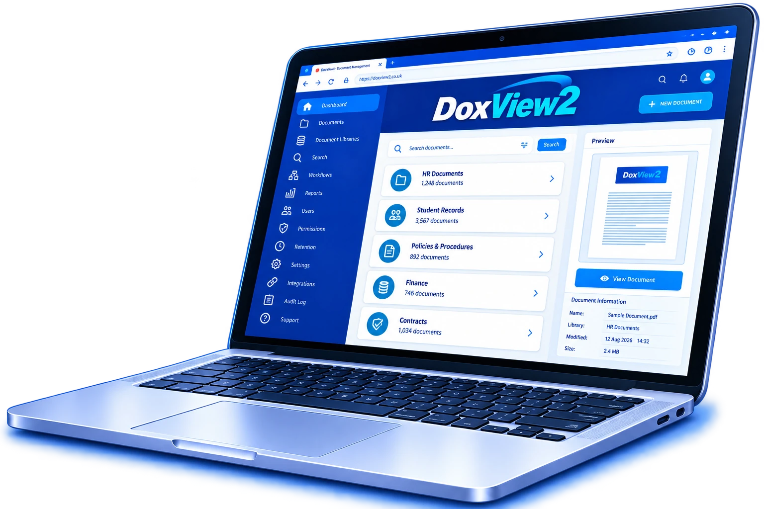 DoxView2 displayed on a laptop